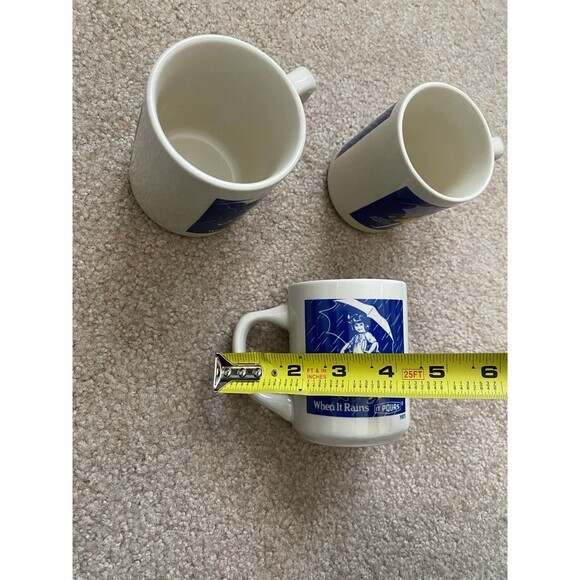 Vintage Morton Salt Collectible Coffee Mug Cup When It Rains It Pours - Set of 3 - Picture 10 of 10